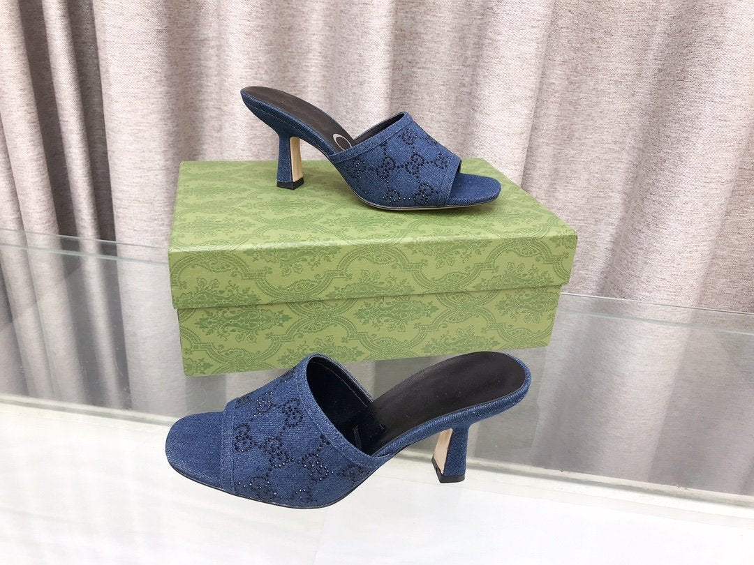 GG HIGH-HEELED SANDALS WITH DOUBLE G EMBELLISHMENTS