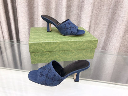 GG HIGH-HEELED SANDALS WITH DOUBLE G EMBELLISHMENTS