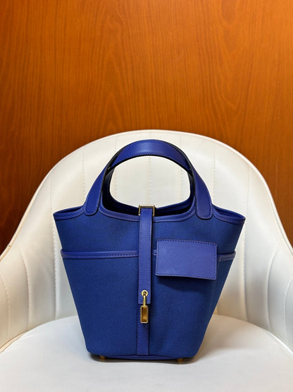 High-end Hermes 2026 Picotin Lock 18 Pocket Bag Canvas/Swift Calfskin 2