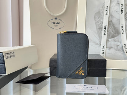 Prada 2026 Wallet 10cm Calfskin With Meta Logo