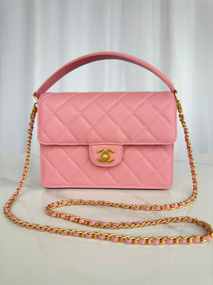 Chanel 2026 Flap Bag with Top Handle Gum-grain Cowhide