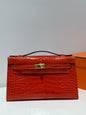 High-end Hermes 2026 Kelly Pochette Bag 22cm Glossy Crocodile Leather