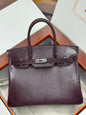High-end Hermes 2026 Birkin Bag 30cm Deep Plum Lizard Skin