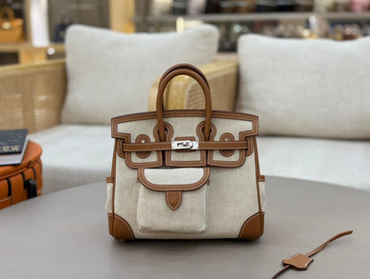 High-end Hermes 2026 Birkin Cargo 25cm Swift Leather Canvas