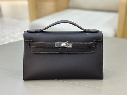 High-end Hermes 2026 Kelly Pochette 22cm Bag Swift Leather