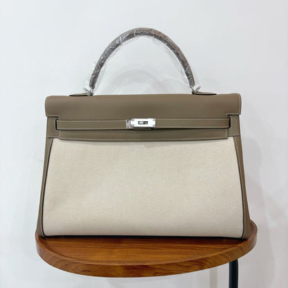 High-end Hermes 2026 Kelly Bag 40cm Swift Leather/Canvas
