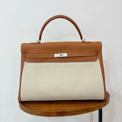High-end Hermes 2026 Kelly Bag 40cm Swift Leather/Canvas