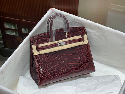 High-end Hermes 2026 Birkin Bag 25cm Glossy Crocodile Leather