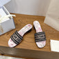 CD 26s Flower Flat Sandals 45 Canvas Cowhide 685487