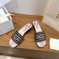 CD 26s Flower Flat Sandals 45 Canvas Cowhide 685487