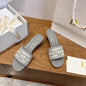 CD 26s Embroidered Sandals 45 Canvas Cowhide 685519