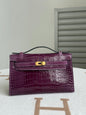 High-end Hermes 2026 Kelly Pochette Bag 22cm Glossy Crocodile Leather