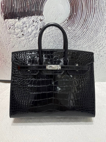 High-end Hermes 2026 Birkin Bag 25cm Glossy Crocodile Leather