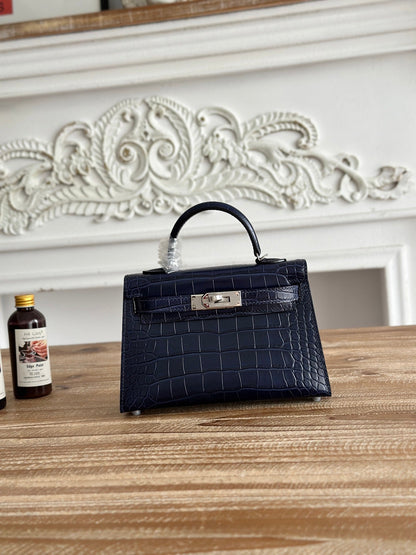High-end Hermes 2026 Mini Kelly II 19cm Bag Crocodile Leather