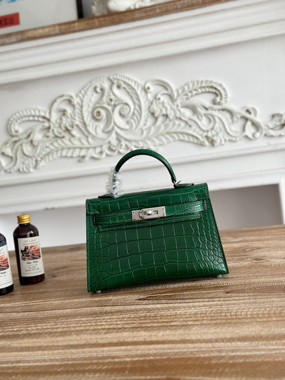 High-end Hermes 2026 Mini Kelly II 19cm Bag Crocodile Leather