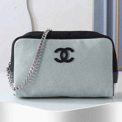 Chanel 2026 Large Zippered Pouch 29cm Canvas Leather