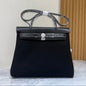 High-end Hermes 2026 Herbag Zip 31cm Black Hunter Leather And Canvas