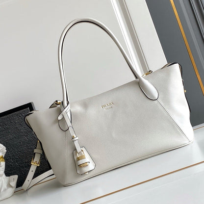Prada 2026 Ouvert Large Leather Tote Bag 32cm Leather