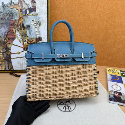 Hermes 2026 Birkin Picnic Bag 25cm Wicker And Swift Leather