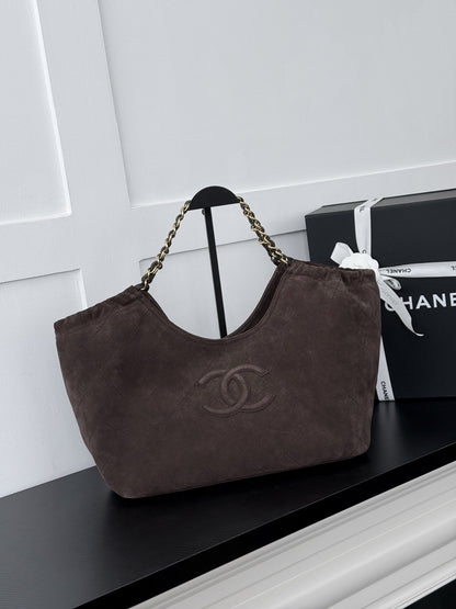 Chanel 2026 Quilted Neo Cabas Shopping Tote Bag 44cm Suede Leather