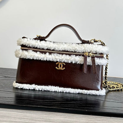 Chanel 2026 Top Handle Long Vanity Case Bag 23cm Suede Leather