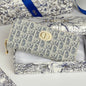 Dior 2026 Montaigne Voyageur Slim Wallet 20cm Blue Demin Fabric
