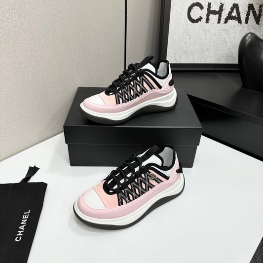 CC 26s Casual Sneakers Light Pink Black Fabric Cowhide 626374