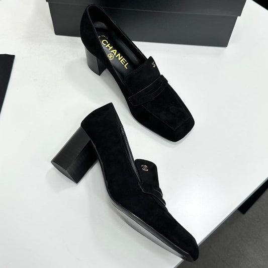 Chanel 2026 Square Toe Chunky Shoes 70mm Suede Leather 944667