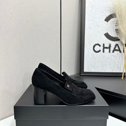 Chanel 2026 Square Toe Chunky Shoes 70mm Suede Leather 944667