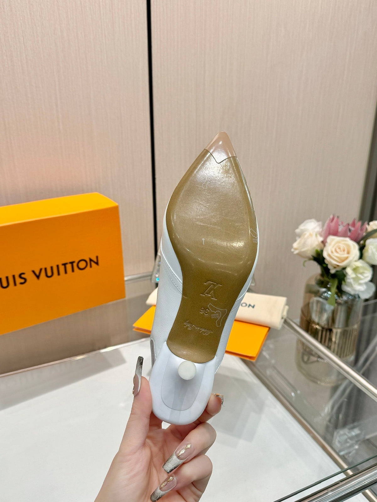 6AM SLINGBACK HIGH HEELS 55 MM IN WHITE LAMBSKIN