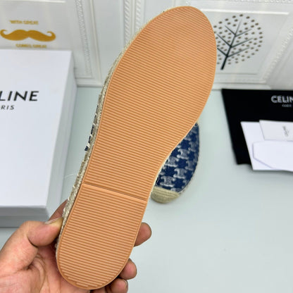 NEW FLAT FISHERMAN SLIPPERS NAVY BLUE COTTON CANVAS