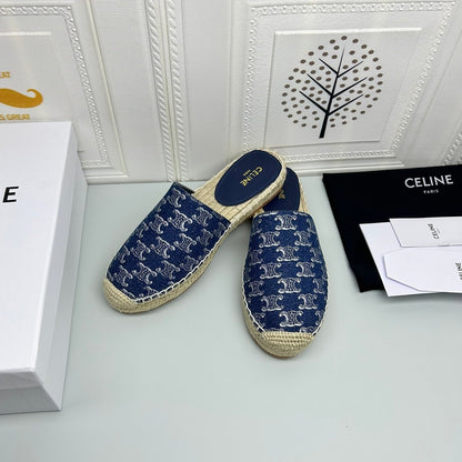 NEW FLAT FISHERMAN SANDALS NAVY BLUE COTTON CANVAS