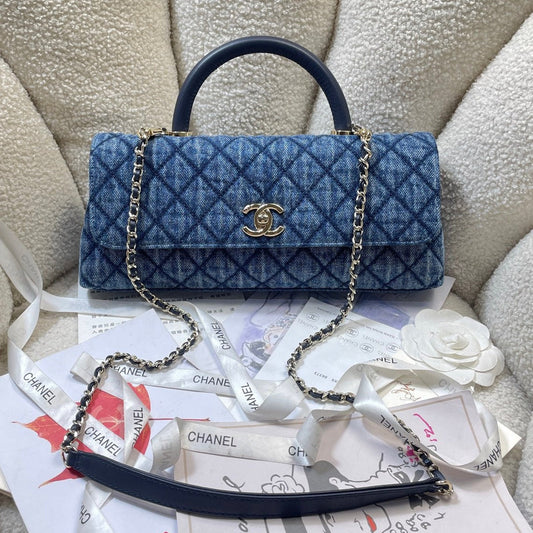 Chanel 2026 Horizontal Coco Handle 30cm Demin Blue Fabric
