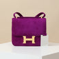 High-end Hermes 2026 Constance Bag 18cm Anemone Purple Suede