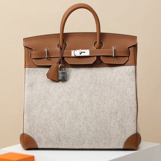 High-end Hermes 2026 Birkin Haut à Courroies 40 Bag Golden Brown Felt/Togo Leather