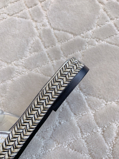 PLATFORM SLIPPERS IN SILVER WOOL AND LAMBSKIN
