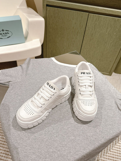 PRA FLATFORM SNEAKERS WHITE CALFSKIN