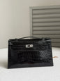 High-end Hermes 2026 Kelly Pochette Bag 22cm Glossy Crocodile Leather