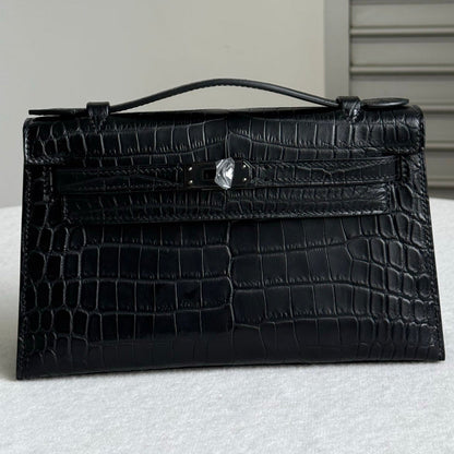 High-end Hermes 2026 Kelly Pochette Bag 22cm Crocodile Leather