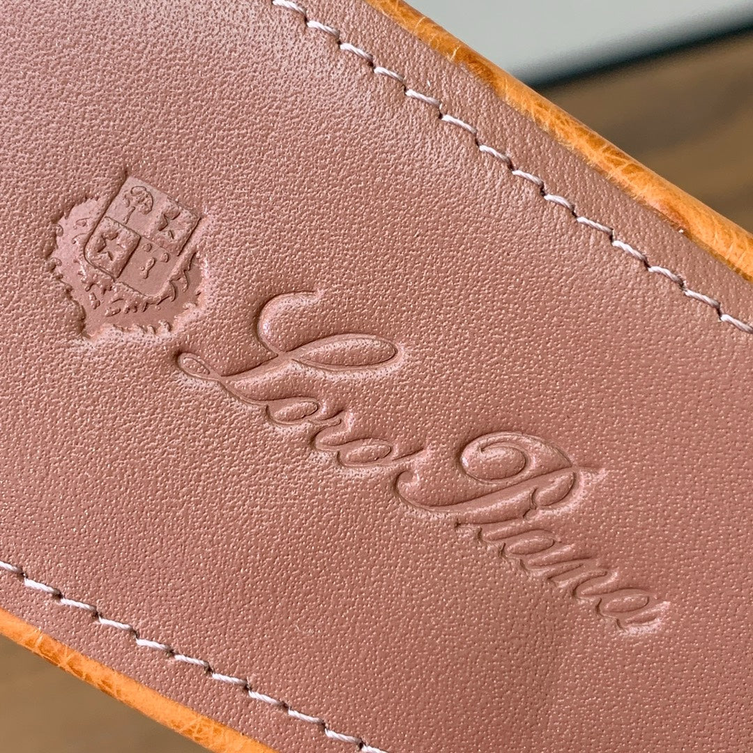 FLAT SLIPPERS IN ORANGE LAMBSKIN OSTRICH SKIN