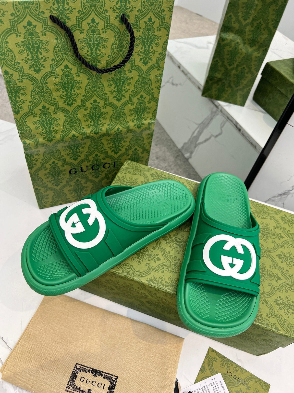 PLATFORM SLIPPERS IN EMERALD GREEN IMPORTED TPU
