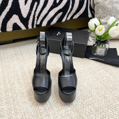 SL JODIE PLATFORM SANDALS BLACK CALFSKIN
