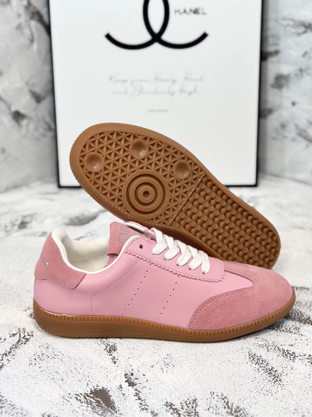 RETRO SNEAKERS IN PINK LAMBSKIN MIX SUEDE