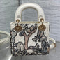 Dior 2026 Butterfly Embroidery Bag 12cm White Mix Color Leather 352067