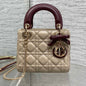 Dior 2026 Bow Lady Dior 17cm Beige Burgundy Lambskin 286583