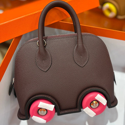 High-end Hermes 2026 Mini Bowling Wheel Bag Epsom Leather