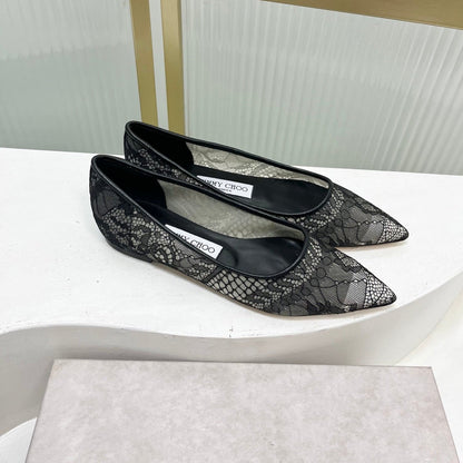 Jimmy 26s Ballet Flats Black Lace Sheepskin 605958
