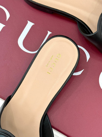 SLIDE SANDALS IN BURNT BLACK CALFSKIN