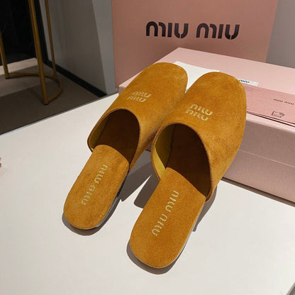 MULES SLIPPERS RETRO AMBER COLOR SUEDE