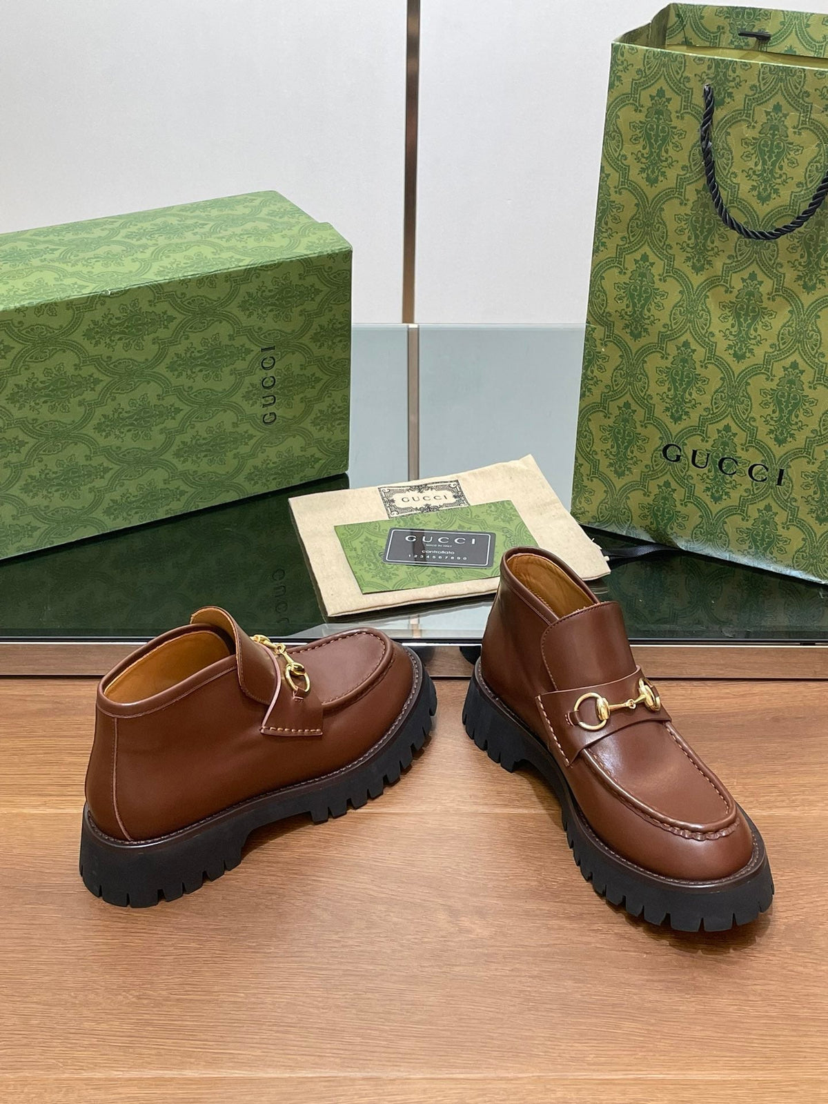 HORSEBIT ANKLE BOOTS 4.5CM IN RUSSET BROWN CALFSKIN